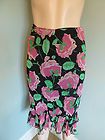 Clearance NWT AUTH Betsey Johnson Belted Silk Floral Skirt Black 4