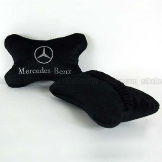 Mercedes Benz Car Seat Neck Comfort Rest Pillow Cushions Black 2pc Set 