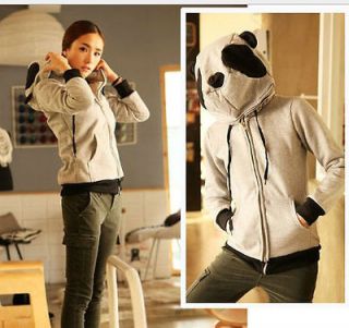   Womens Cute Panda Hoodie Zip Up Leisure Sweatshirt Fleece Hoodie New