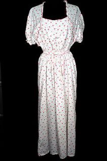 PLUS SIZE 46+ FRENCH VINTAGE 1940S SILKY RAYON FLORAL LONG NIGHTGOWN
