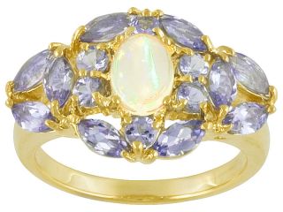 Womens Elegant Ethiopian Opal & Tanzanite 18k over .925 Sterling 