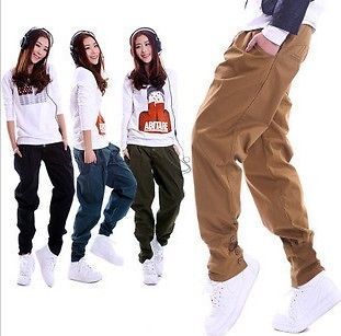 New Free Fashion Womens Harem Casual Pants Overalls Rib Buttons 