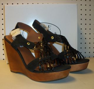 Steve Madden New Womens Turnpyke Black Strappy Open Toe Wedges Shoes 
