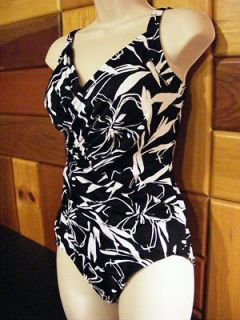 NEW BLACK AND WHITE MIRACLE SUIT ONE PIECE WOMENS SIZE 6 14 NEW WITH 