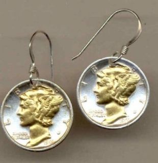 gold silver coin earrings mercury silver dime 1916 1945 more