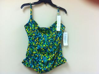 nwt miraclesuit tankini top floral size 14 retail $ 90