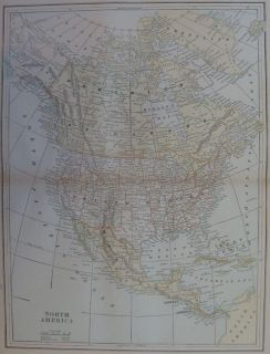 1892 vintage map of north america 15 x 11 superb