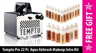 Temptu Pro Airbrush Compressor & Gun Aqua Foundation & Blush Intro Kit 