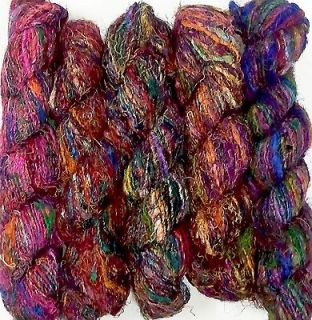   Skeins Himalaya Recycled Sari SIlk Yarn Knit Crochet Weave Muti color
