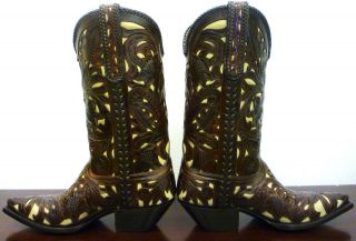 WORLD FAMOUS LIBERTY BOOTS FLOR CHALE HAND TOOLED HAND CARVED MENS