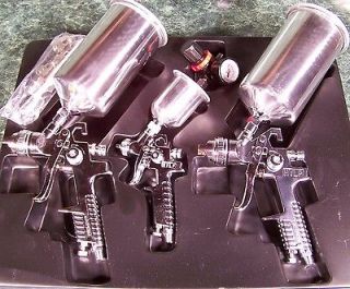 4pc HVLP GRAVITY FEED AIR SPRAY GUN KIT with REGULATOR Paint Clear 