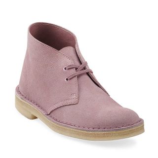 Clarks Womens Desert Casual 2 Eye Lace Up Ankle Boots Pink Suede 