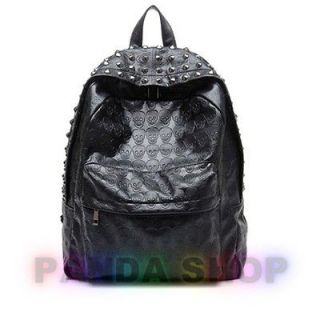 P217 Black Travelling Lady Backpack School Shoulders Bag Skull 