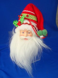 10 porcelain Santa head ornament shelf sitter realistic faux beard 