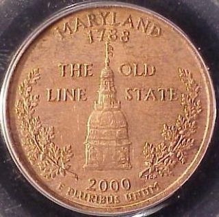 2000 D MARYLAND 25c PCGS MS 64 REV CLAD LAYER MISSING ~ NEAT 