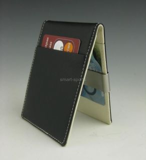 Mens Black Flip Credit Card Wallet with Satin Money Clip  7 Colours 