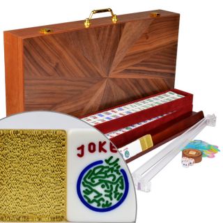 American Western Mahjong Mah Jongg 166 Set Gold Tiles w/ Racks and 