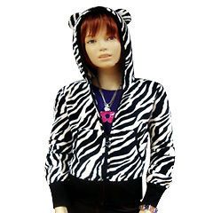 Cutie Patootie Girls Black & White Zebra Print Hoodie Jacket w/ Cute 