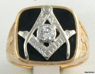 Masonic Blue Lodge Genuine VS1 Diamond Band   14k Gold Solid Back 
