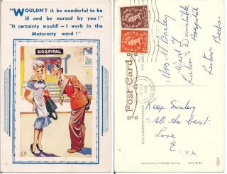 MATERNITY WARD 1950s Postcard, Comic Humour, HB, Nurse, Hospital 