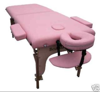 New BestMassage Pink PU Portable Massage Table w/Free Carry Case 