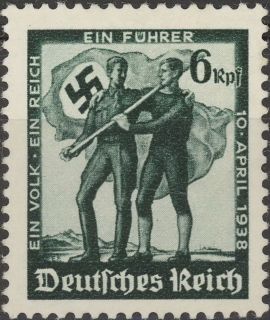 Stamp Germany Mi 663 Sc 485 WWII Nazi 3rd Reich Austria Flag EP 