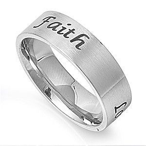   Steel Faith Love Hope Band Purity Promise Ring Designer 316L Surgical