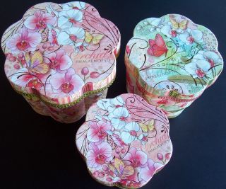 pUNCH sTUDIO Set of 3 Pink Orchid Ondulated Scalloped Nesting Boxes