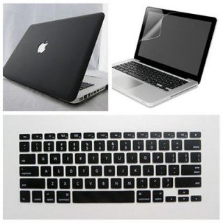 3in1 Black Rubberized Hard Case fr Macbook Pro 13+New Keyboard cover 