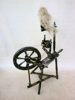 ANTIQUE LITHUANIAN SPINNING WHEEL 19th century WITH BONE INCRUSTATION