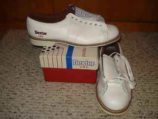Mens Dexter Right Handed Bowling Shoes Prodex Classic White Leather 