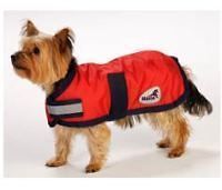 masta waterproof dog coat red with navy trim bnib location