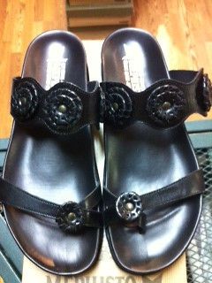 mephisto sibil black leather womens sandal 42 12 new