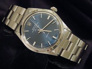 mens stainless steel rolex air king no date watch blue