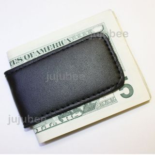 leather magnetic money clip black