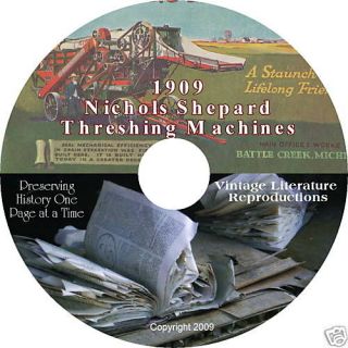 1909 nichols shepherd tractor thresher catalog on cd from canada
