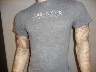 JOHN MAYER SHIRT retro Softest Thin Rayon GRAY Musical Sound Free USA 