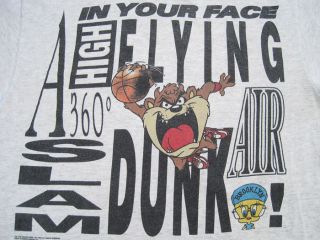   1991 vintage TAZ TWEETY slam dunk T SHIRT spike lee AIR JORDAN large