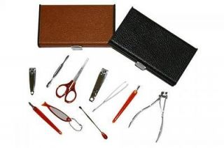 10 Piece Manicure Set In Travel Case Two Colors Black Or Tan Brand New