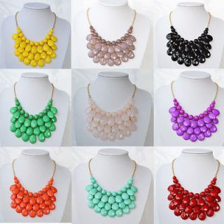   Style Teardrop Bubble Bib Statement Necklace & Earrings 9 colors