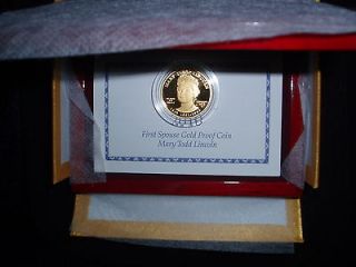 2010 W Mary Todd Lincoln First Spouse $10 Gold Proof Coin.999 Gold 