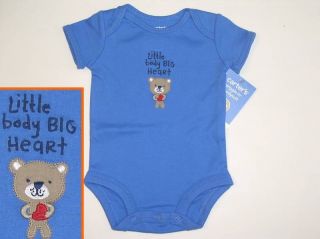NWT Carters Baby Boy LITTLE BODY BIG HEART Bodysuit/Top NEWBORN NB