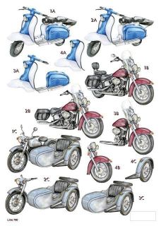 Scooter, Motorbike & Sidecar Die Cut Step by Step Decoupage 790
