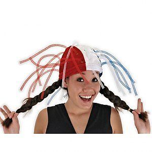 USA Patriotic WIGGLY WORM HAT team spirit america fun party rave tubes