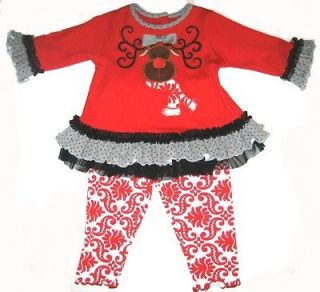 nwt new sz 3 6 months molly millie reindeer legging set