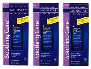 3pk MONISTAT Soothing Care Chafing Relief Powder Gel 1.5 oz. SHIPS 