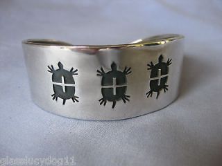 Turtle Cuff Native American Hopi Sterling Silver Sterling Overlay 33 
