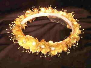   Silk Flower Band Halo Flower Girl Head Piece Solid Color   Gold