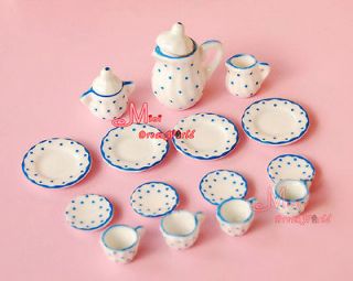 lot of 15 blue dot dollhouse miniature coffee tea cup