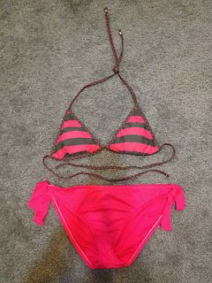 Mossimo Xhilaration Swim Suit Bikini New Reversible Stripe Dot Top S 